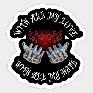 With All My Love Retro heart text grafic Sticker